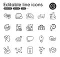 Set of Technology outline icons. Contains icons as Carousels, Chemistry flask and Ranking elements. For website. Vector