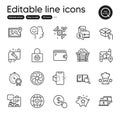 Set of Technology outline icons. Contains icons as Chemistry dna, Best result and Good mood elements. Vector