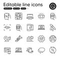 Set of Technology outline icons. Contains icons as Chemistry pipette, Loan percent. Vector