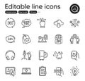 Set of Technology outline icons. Contains icons as Refrigerator timer, Reject checklist and No internet elements Vector
