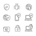 Set of internet protection related line icon Royalty Free Stock Photo