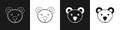 Set Teddy bear plush toy icon isolated on black and white background. Vector Royalty Free Stock Photo