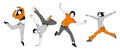 Set of teenager dancers hip hop, breakdance vector Royalty Free Stock Photo