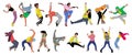 Set of teenager dancers hip hop vector isolated. Royalty Free Stock Photo