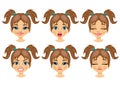 Set of teenager girl avatar expressions