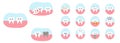 Set of teeth characters in cartoon flat style. Vector illustration of various dental diseases and tooth condition, as Royalty Free Stock Photo