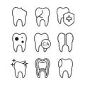 Set of Teeth Icon in Outline style. Vector illustration isolated on a white background Royalty Free Stock Photo