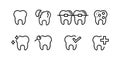 Set of teeth icons. Dental care, prevention check up, stomatology services, dental, toothache, braces, oral clean Royalty Free Stock Photo