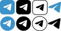 Set Telegram logo messenger icons. Group Realistic social media logotype. Collection Telegram app button sheet on transparent