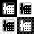 Set Telephone handset icon isolated on black and white, transparent background. Phone sign. Vector Royalty Free Stock Photo