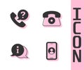 Set Telephone 24 hours support, , Information and icon. Vector