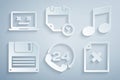 Set Telephone 24 hours support, Music note, tone, Floppy disk, Delete file document, Calendar and clock and Dead laptop