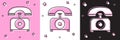 Set Telephone icon isolated on pink and white, black background. Landline phone. Vector Illustration Royalty Free Stock Photo