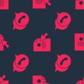 Set Telephone with speech bubble chat and Document and cursor on seamless pattern. Vector
