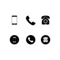 a set of telephone vector illustrations for communication tools icons