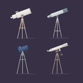 Set telescopes on support to observe stars.