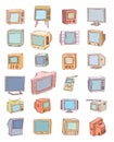 Set Televisions, vintage, vector illustration.