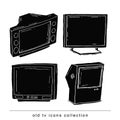 Set Televisions, vintage, vector illustration black color,