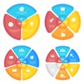 Set template for circle diagram, options, web design, graph and round infographic. Business concept with 3, 4, 5, 6 elements Royalty Free Stock Photo