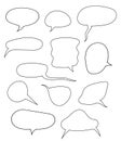 Set template cloud comic dialogue isolated on white hand drawn cartoon illustration