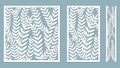 Set template for cutting. Fern Leaves pattern. Laser cut. Vector illustration. Pattern for the laser cut, serigraphy, plotter and