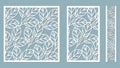 Set template for cutting. Leaves pattern. Laser cut. Vector illustration. Pattern for the laser cut, serigraphy, plotter and