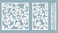Set template for cutting. Leaves pattern. Laser cut. Vector illustration. Pattern for the laser cut, serigraphy, plotter and