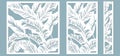 Set template for cutting. Palm leaves pattern. Laser cut. Vector illustration Royalty Free Stock Photo