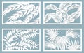 Set template for cutting. Palm leaves pattern. Laser cut. Vector illustration