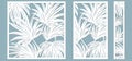 Set template for cutting. Palm leaves pattern. Laser cut. Vector illustration Royalty Free Stock Photo