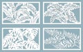 Set template for cutting. Palm leaves pattern. Laser cut. Vector illustration Royalty Free Stock Photo