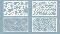 Set template for cutting. Palm leaves pattern. Laser cut. Vector illustration. Sticker set. Pattern for the laser cut, serigraphy