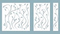 Set template for cutting. Pattern leaves, branches, vine. Vector illustration. For laser cutting, plotter and silkscreen printing