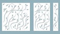 Set template for cutting. Pattern leaves, branches, vine. Vector illustration. For laser cutting, plotter and silkscreen printing