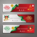 Set Template Design Merry Christmas Horizontal Banner. Christmas Offer. Vector
