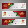 Set Template Design Merry Christmas Horizontal Banner. Christmas Offer. Vector