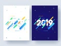 Set of template or flyer design with text 2019 on abstract background for Happy New Year celebration. Royalty Free Stock Photo