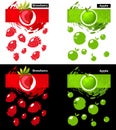 Set template icon of fruit, strawberry and apple Royalty Free Stock Photo