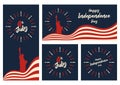 Set Template of Independence Day America Fourth of July Holiday Vector