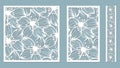 Set template for laser cutting and Plotter. Flowers, leaves for decoration. Vector illustration. Sticker set Orchid. plotter and Royalty Free Stock Photo