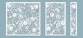 Set template for laser cutting and Plotter. Flowers, leaves for decoration. Vector illustration. Sticker set. Pattern for the