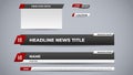 set template red lower third for news and television channel Royalty Free Stock Photo