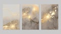 Set of templates for banner, poster design with shiny gray and gold marble texture Royalty Free Stock Photo