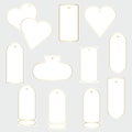 Set of templates of blank price tags, labels . Isolated vector graphic illustration.