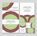 Set templates business cards and invitations with circular patterns of mandalas Royalty Free Stock Photo