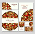 Set templates business cards and invitations with circular patterns of mandalas
