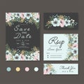 Set of templates for celebration  wedding. Blue flowers Royalty Free Stock Photo