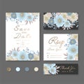 Set of templates for celebration  wedding. Blue flowers Royalty Free Stock Photo