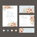 Set of templates for celebration  wedding. Blue flowers Royalty Free Stock Photo