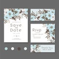 Set of templates for celebration  wedding. Blue flowers Royalty Free Stock Photo